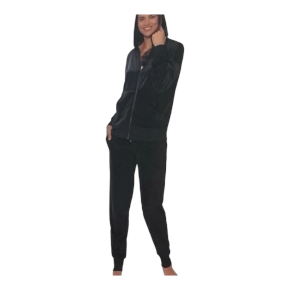 Felina 2-piece velour hoodie and jogger set - MEDIUM - Black